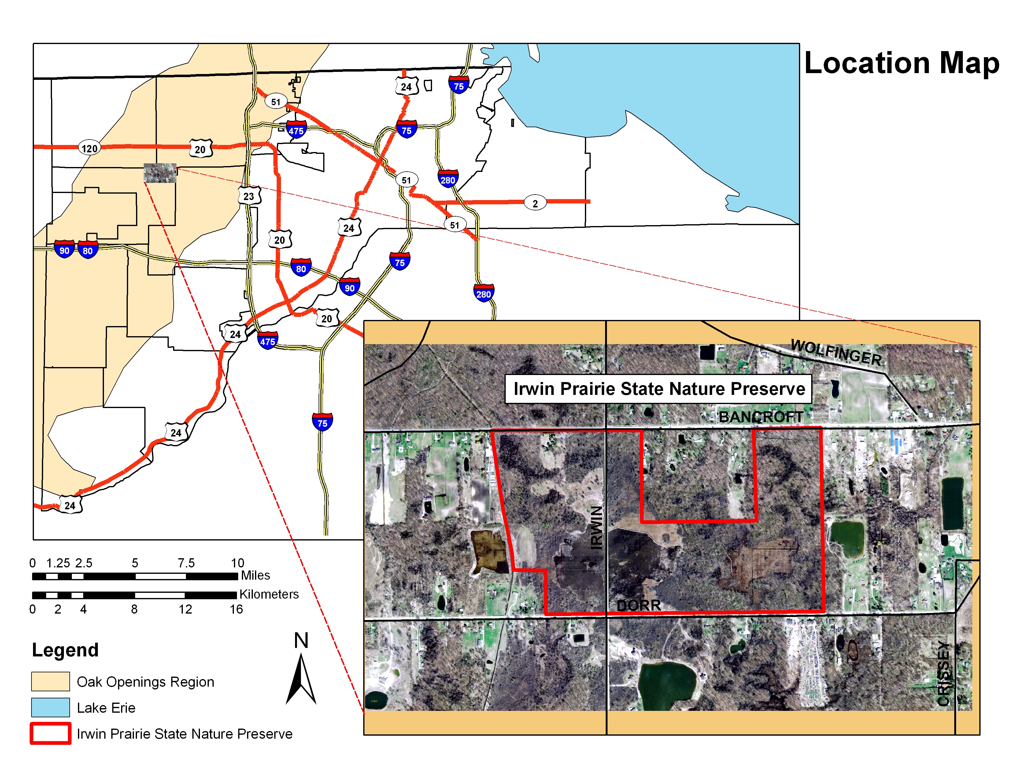 Irwin Prarie Location Map