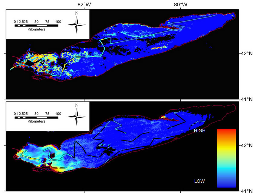 Phycocyanin Concentration Images and Along Track Data